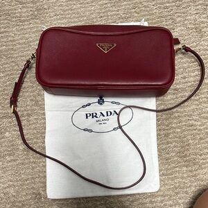 Prada Women's Burgundy Leather Crossbody Bag